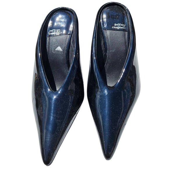 Jeffrey Campbell Black Patent Leather Buzzing Mule Pumps - Picture 4 of 9